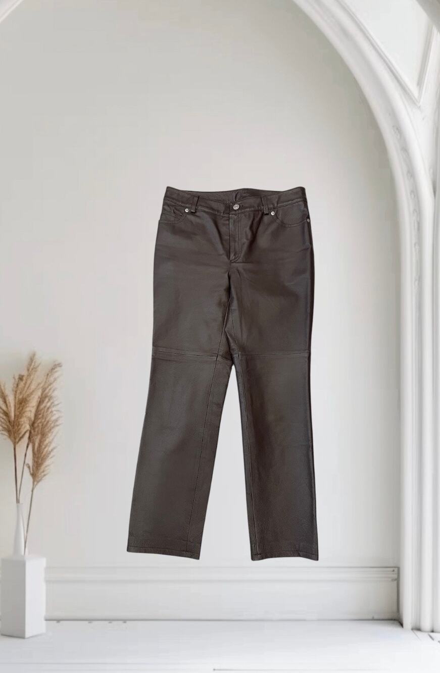 Newport News Jeanology 100% Leather Pants Brown Women’s. 4P